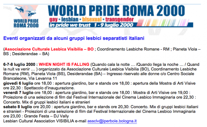 2000 World Pride Roma _When Nigh Is Falling Visibilia